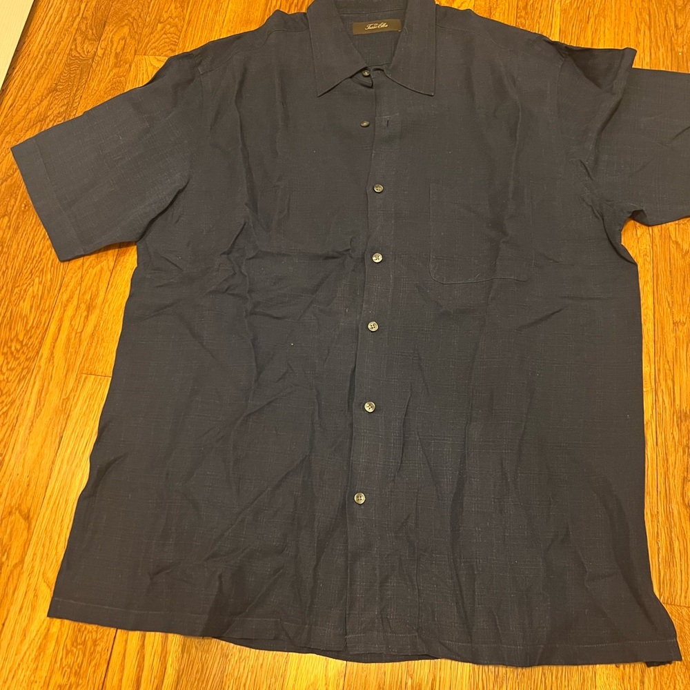 Tasso Elba Dark Blue Casual Button Down Shirt